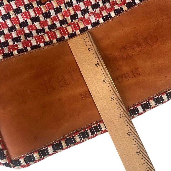 Kate Spade Red and Black Leather and Woven Tote Shoulder Bag - Picture 13 of 16